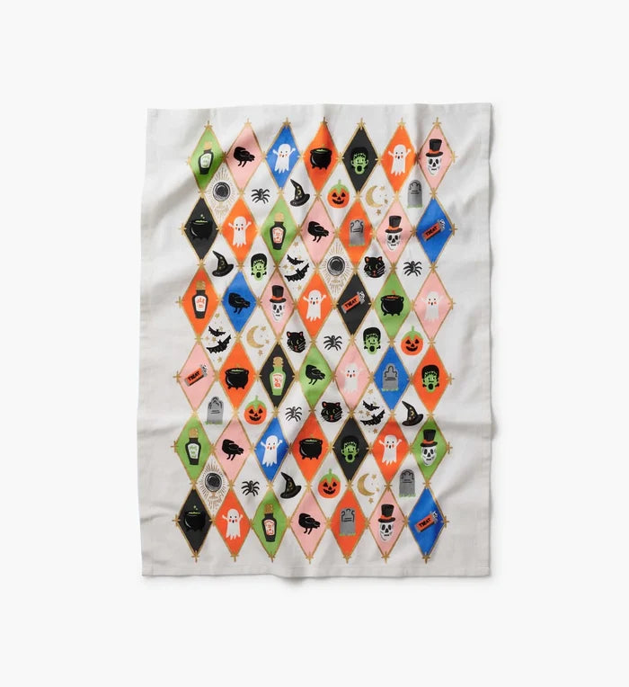 Rifle Paper Tea Towel - Halloween Argyle