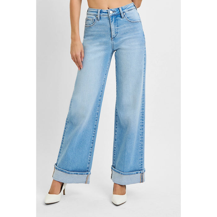Risen - Tummy Control High Rise Long Inseam Wide Cuffed 1046 - Light