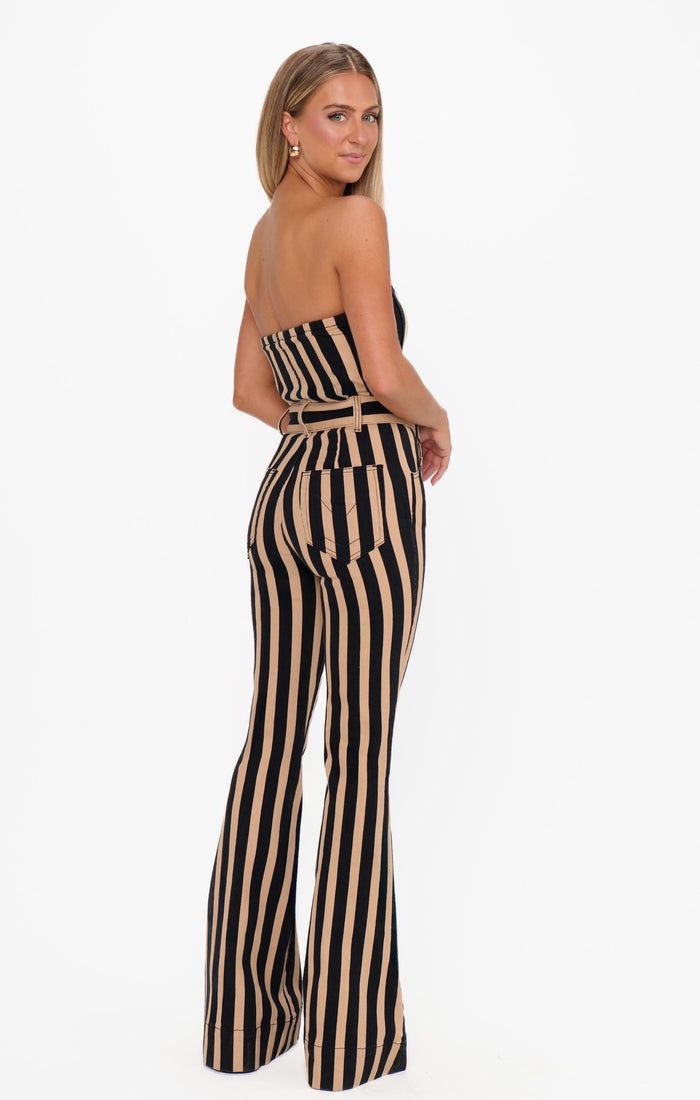 Santa Fe Jumpsuit ~ Sepia Stripe Denim
