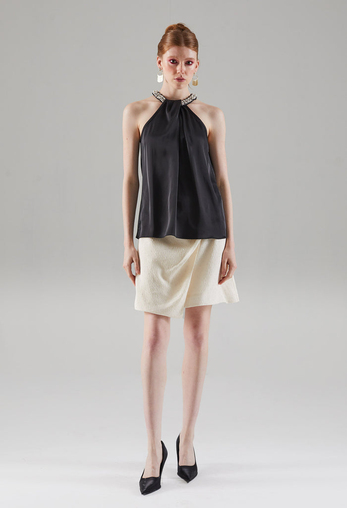 Satin Pearly Sleeveless Top