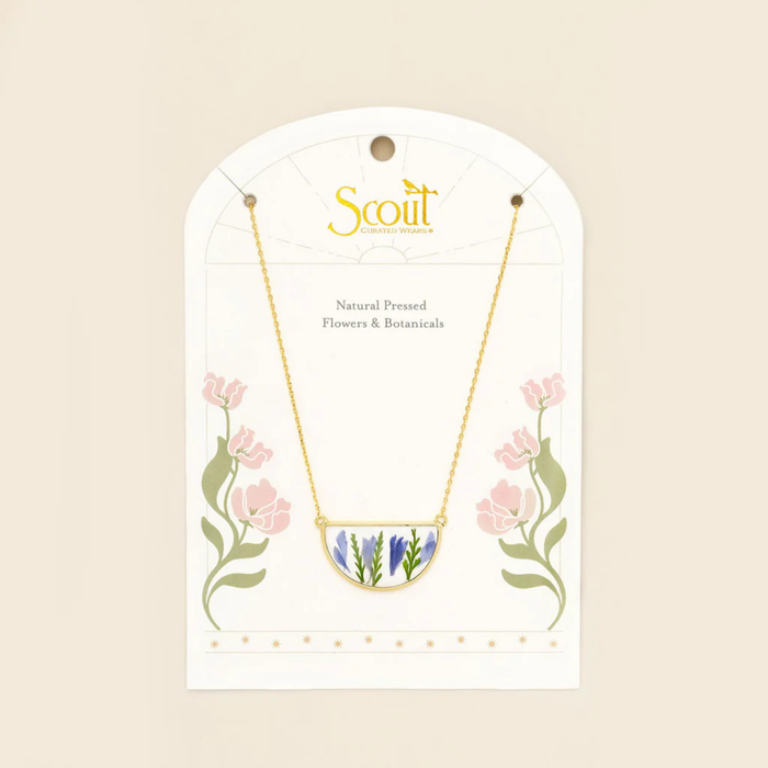 Scout Curated Wears Pressed Flower Necklace - Purple Cornflower
