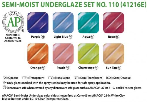 Semi-Moist Underglaze Set #110 Amaco 41216E