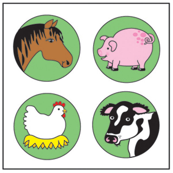 Colorful farm animal incentive stickers for student rewards