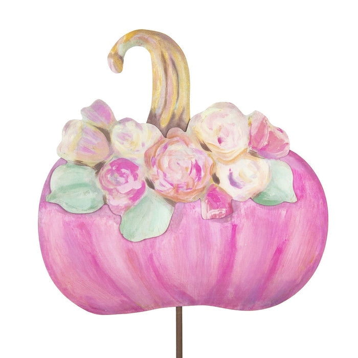 Pink pumpkin with floral top by Round Top Collection. 