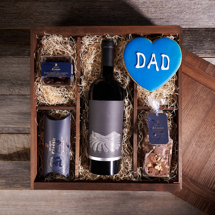 Sweet Child O'Wine Box, father's day gift box, gourmet gifts, gifts, wine, chocolate, fruits