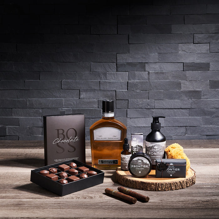 The Pampered Gentleman Gift, spa gift, mens spa gift, spa, cigar, cigar gift, fathers day, fathers day gift, liquor gift
