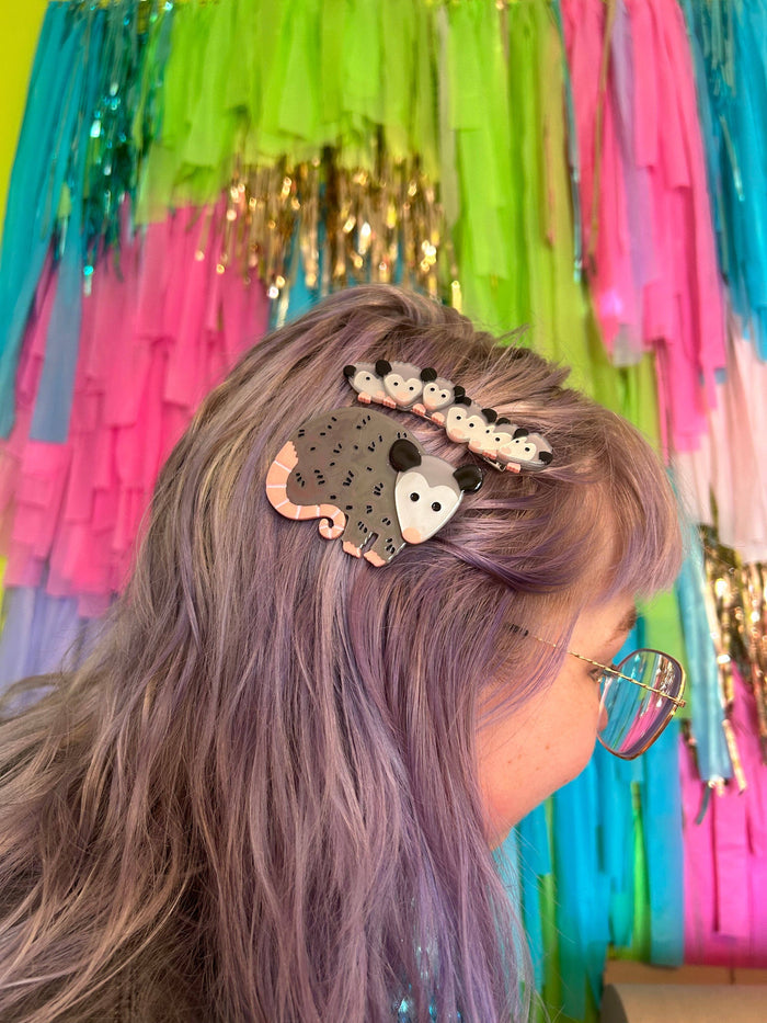 The Peach Fuzz Opossum Family Clip Set
