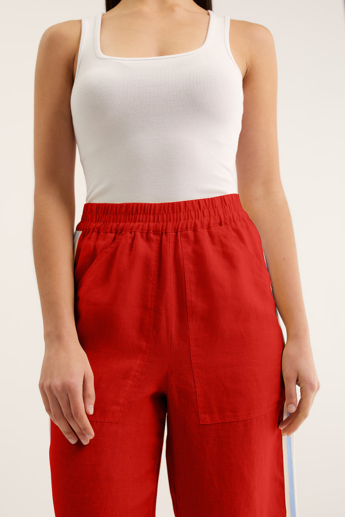 Tilly Linen Pant In Red