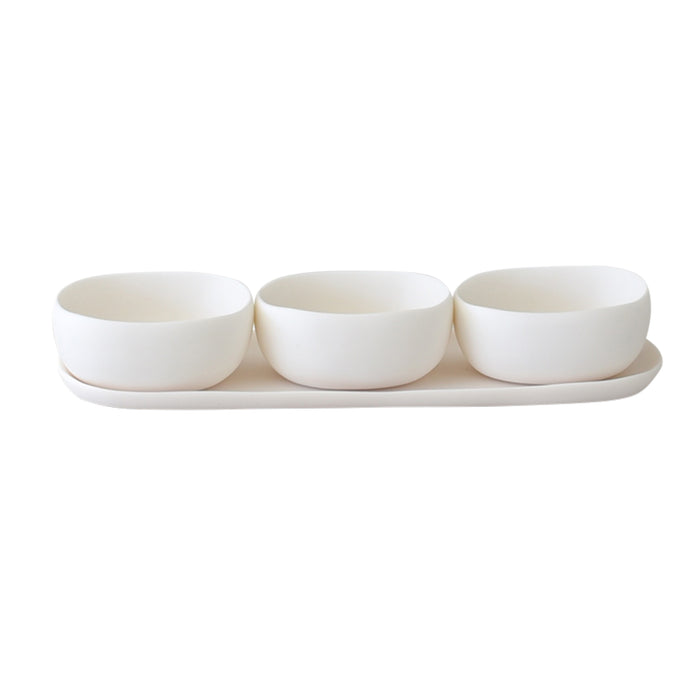 Cuadrado Serving Bowl Trio White Eleish Van Breems Home
