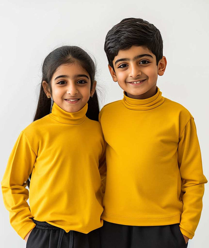Trendy Yellow High Neck Shirt – Girls
