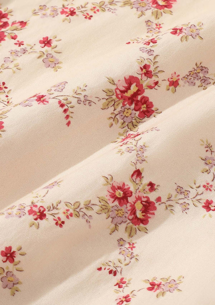 Lacemade "Red Garnet" 100% cotton fabric detail - vintage floral print