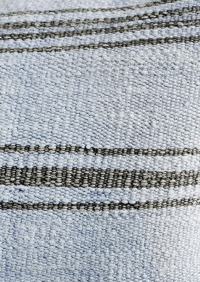 Vintage light blue hemp with charcoal stripes.