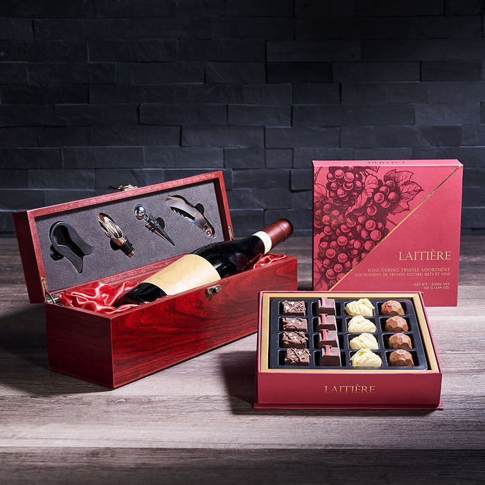 Wine Serving & Chocolate Gift Box, wine gift, wine, gourmet gift, gourmet, chocolate gift, chocolate
