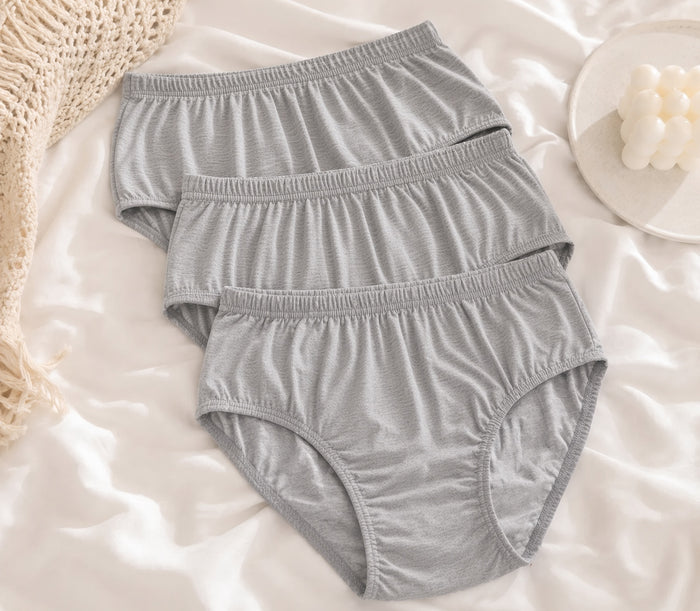 Women’s Premium Grey Combed Cotton Briefs Pack of 3