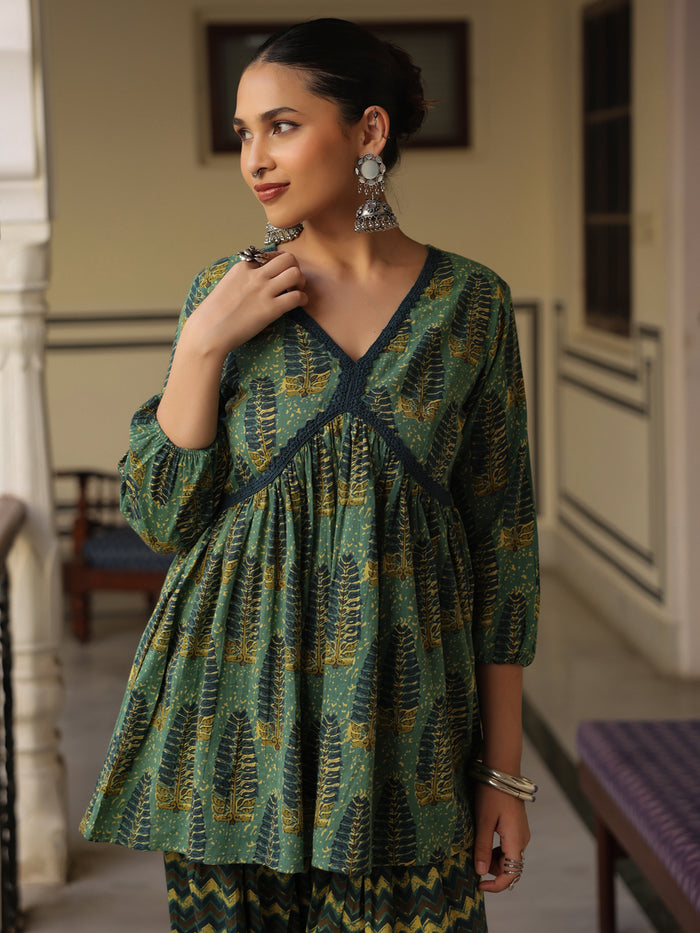 Women's Printed Cotton Kurta Set with Salwar