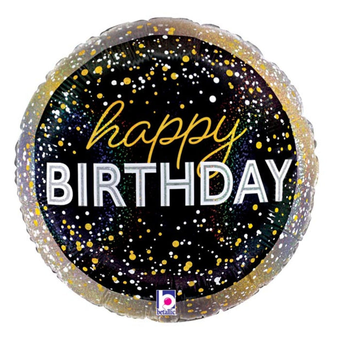 18" Metallic Happy Birthday Holographic Glitter