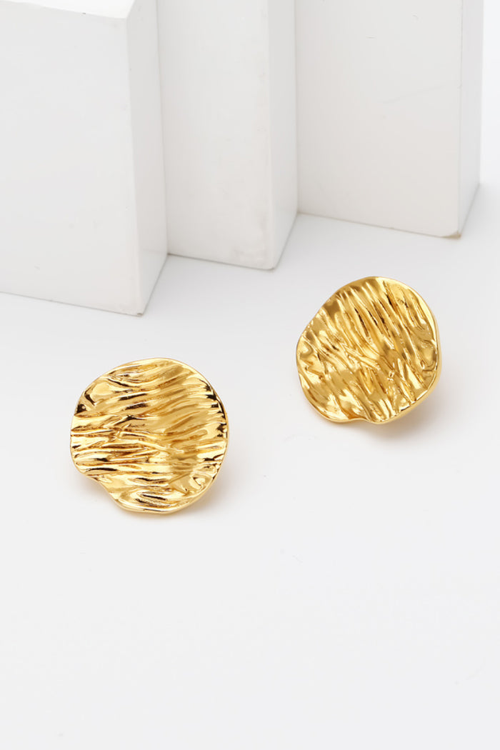 18K Gold-Plated Textured Stud Earrings Trendsi