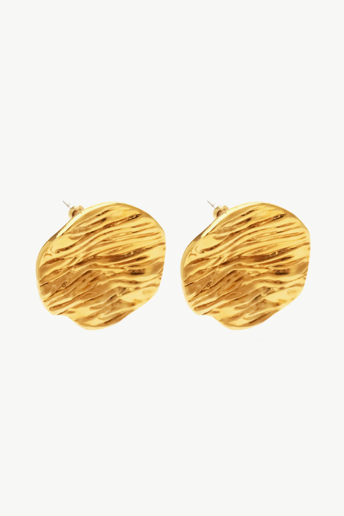 18K Gold-Plated Textured Stud Earrings Trendsi