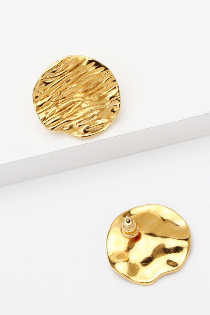 18K Gold-Plated Textured Stud Earrings Trendsi