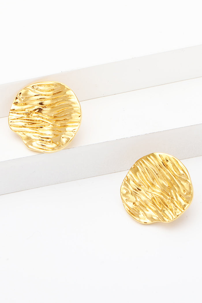 18K Gold-Plated Textured Stud Earrings Trendsi
