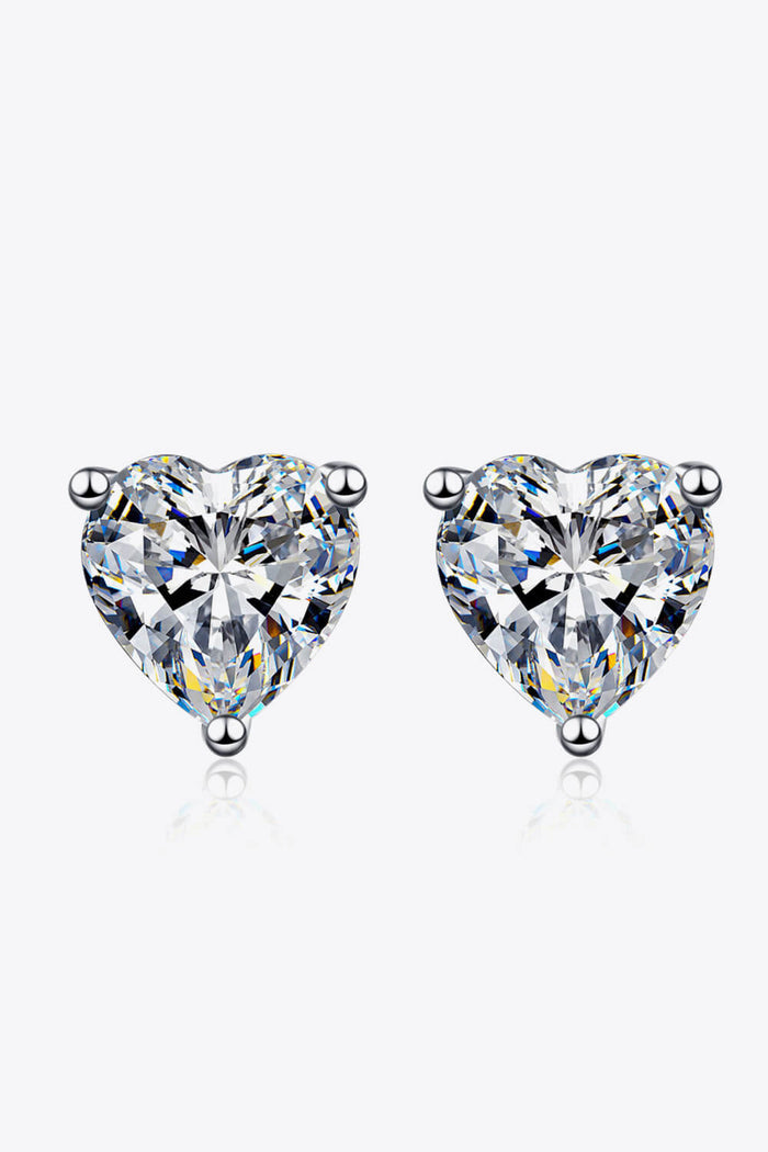 2 Carat Moissanite Heart-Shaped Stud Earrings Trendsi