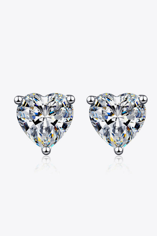 2 Carat Moissanite Heart-Shaped Stud Earrings Trendsi