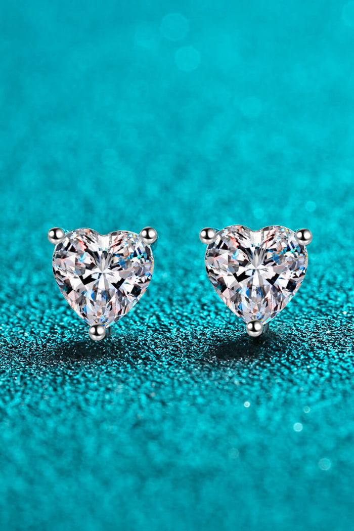 2 Carat Moissanite Heart-Shaped Stud Earrings Trendsi