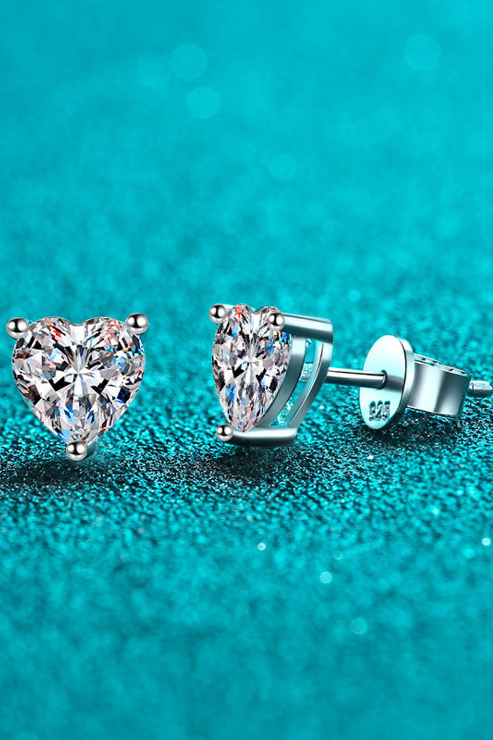 2 Carat Moissanite Heart-Shaped Stud Earrings Trendsi