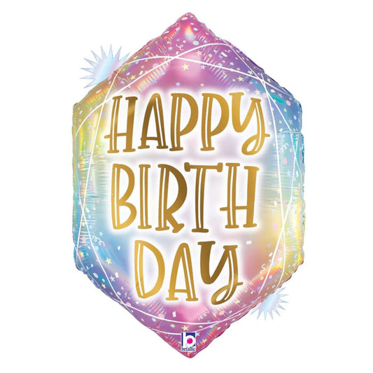 25" Pastel Opal Gem-Shaped Birthday Balloon