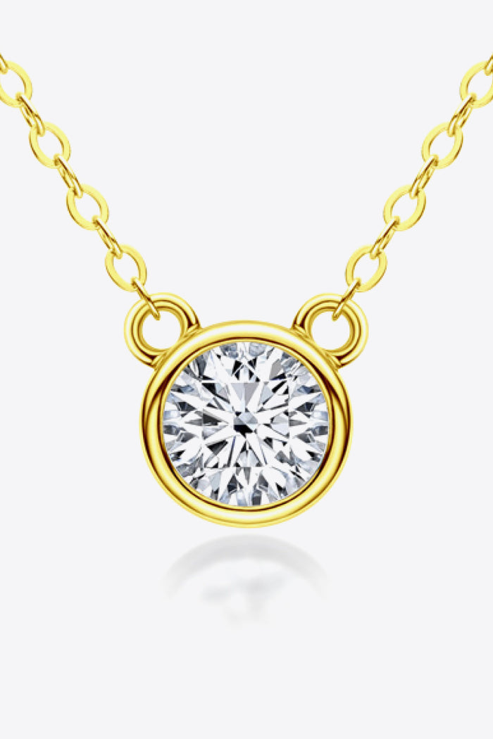 925 Sterling Silver 1 Carat Moissanite Round Pendant Necklace Trendsi