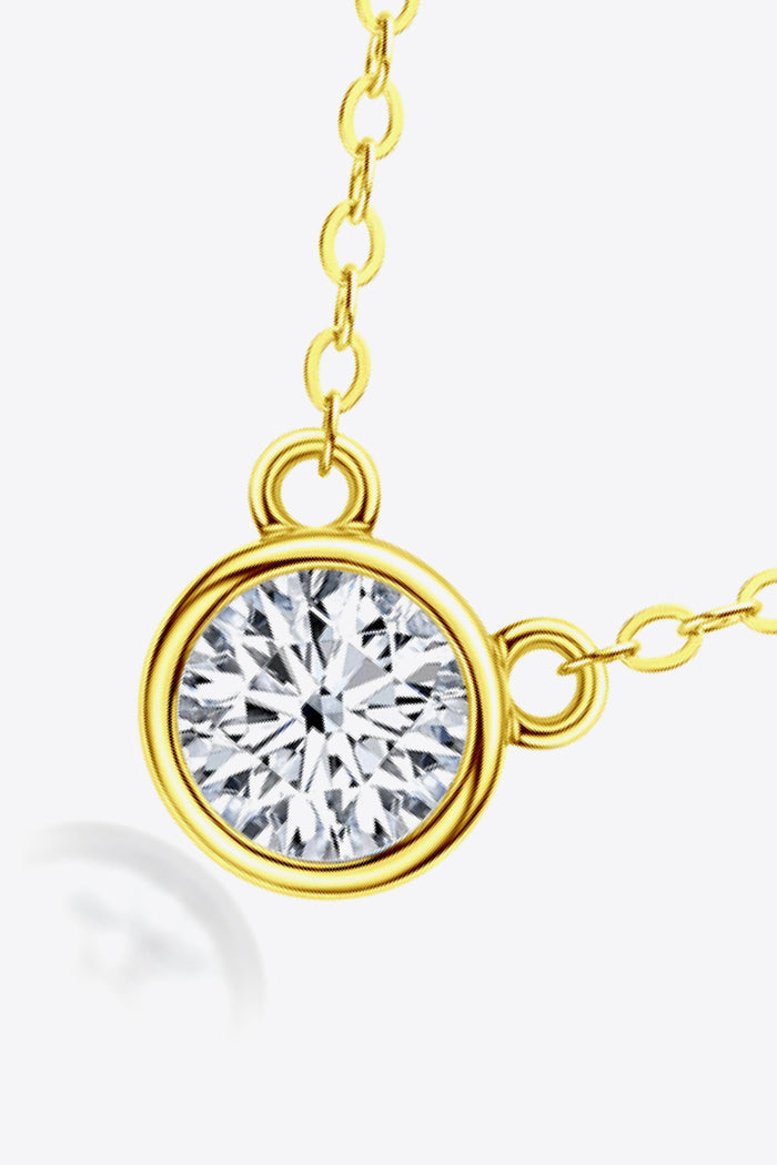 925 Sterling Silver 1 Carat Moissanite Round Pendant Necklace Trendsi