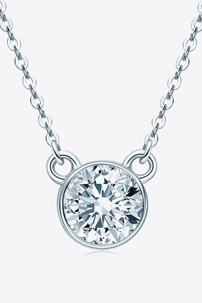 925 Sterling Silver 1 Carat Moissanite Round Pendant Necklace Trendsi