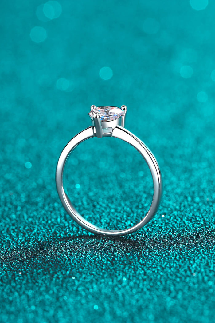 925 Sterling Silver Heart-Shaped Moissanite Solitaire Ring Trendsi