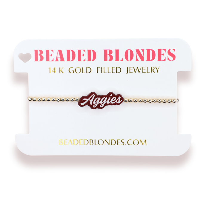 Aggies Word Bracelet on Gold