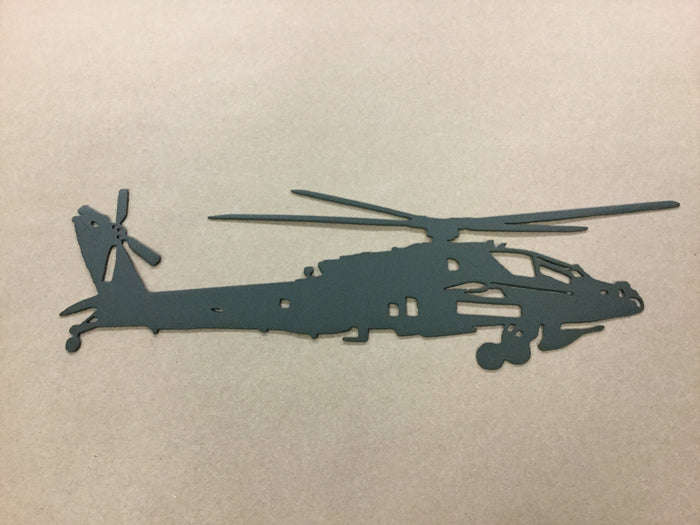 AH-64 Apache Helicopter Silhouette - cut steel wall art
