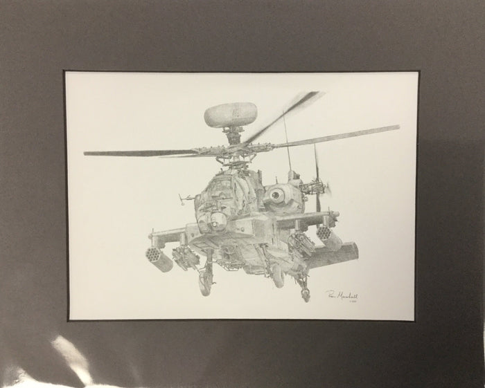 AH-64E Apache Longbow print by Ron Marshall (8"x10" matted)