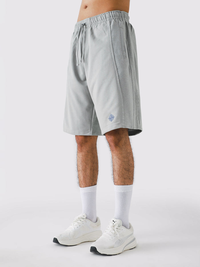 Cool Grey Aim Shorts by GROOVY, soft lightweight men's gym and everyday shorts in Pakistan