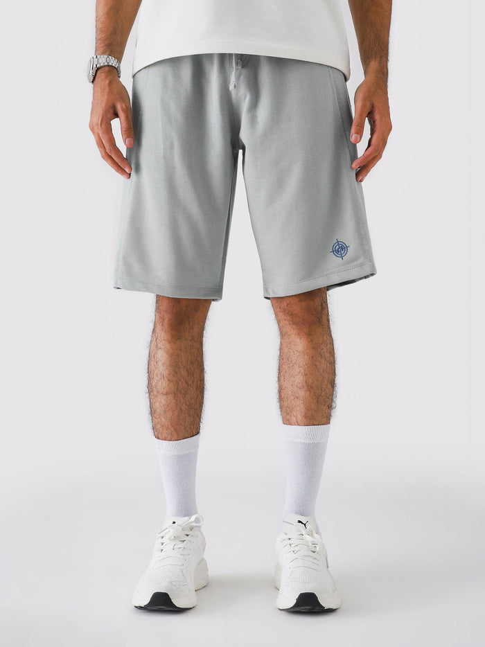 Cool Grey Aim Shorts for men, breathable summer shorts for gym and daily wear by GROOVY Pakistan