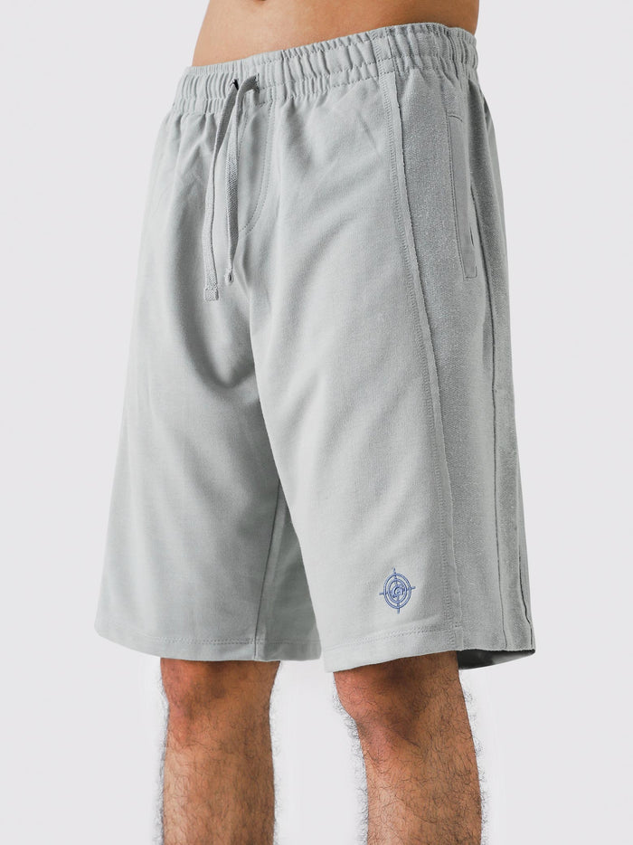 Cool Grey Aim Shorts styled for everyday wear, GROOVY men's gym and lounge shorts in Pakistan
