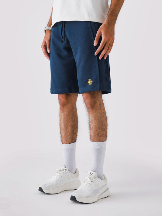 Deep Blue Aim Shorts by GROOVY, soft lightweight men's gym and everyday shorts in Pakistan