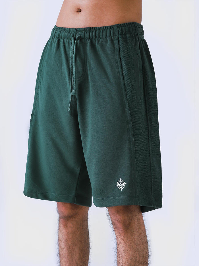 Deep Green Aim Shorts by GROOVY, soft lightweight men's gym and everyday shorts in Pakistan