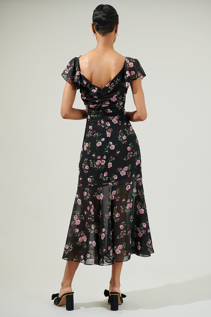 Albany Floral Nadia Ruched Midi Dress