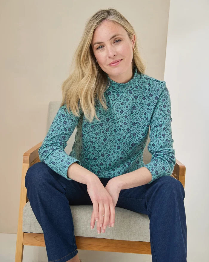 Aliyah Floral Turtle Neck Long Sleeved Top