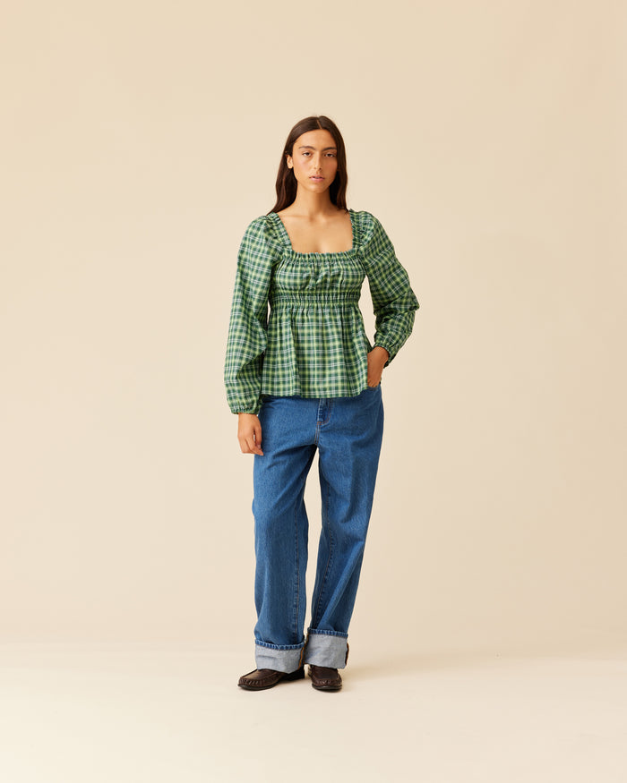 ANASTASIA BLOUSE GREEN TARTAN