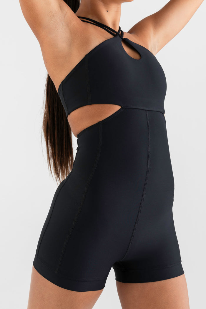 Angel Energy Bodysuit in Black - Side View