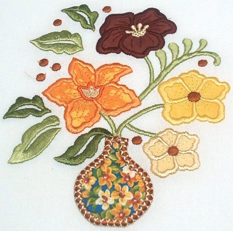 Applique Decorated Vases  [4x4] #  10567