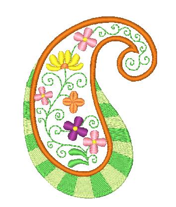 Applique Floral Paisely  [4x4] #  10569