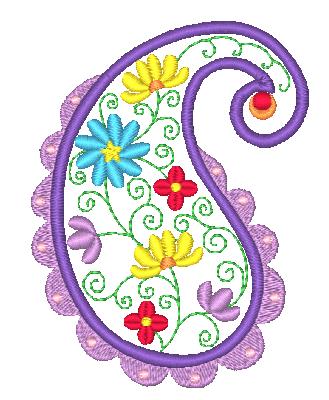Applique Floral Paisely  [4x4] #  10569