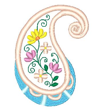 Applique Floral Paisely  [4x4] #  10569