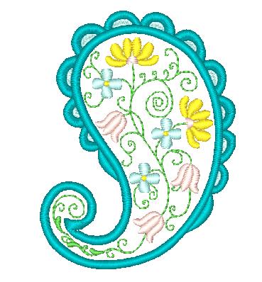 Applique Floral Paisely  [4x4] #  10569